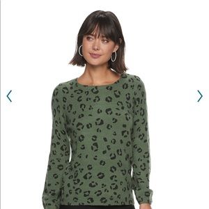 Elle green cheetah print sweater